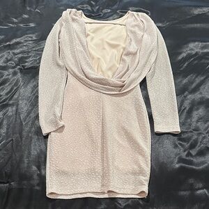 Cream sparkly Backless Dress